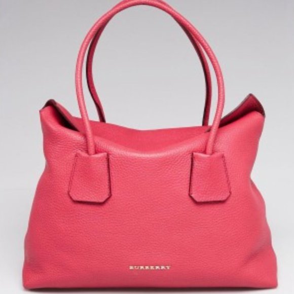 Burberry Handbags - NWT BURBERRY Pink Grained Leather Baynard Tote Bag
